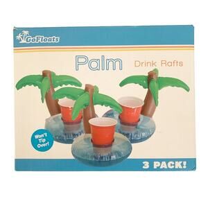 Palm Trees Floating Blow Up Drink Rafts 3/box NWT